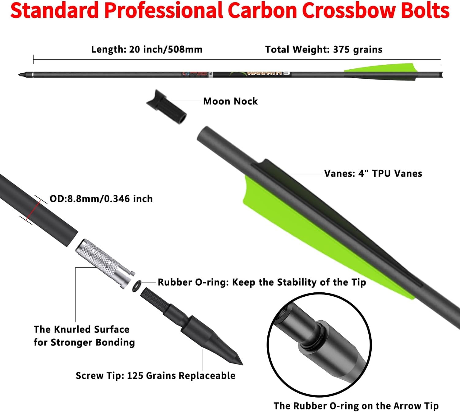 Стрела арбалетная карбоновая Sanlida Warpath 9 22"