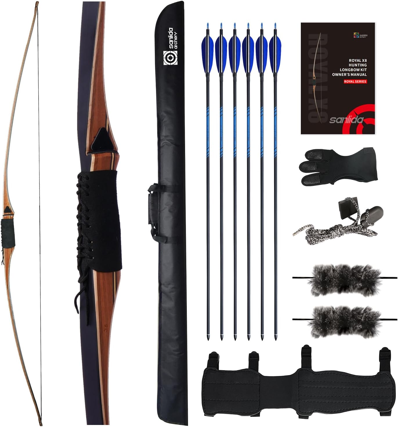 Лук традиционный длинный Sanlida Royal X8 68" LH  Long bow комплект для левши