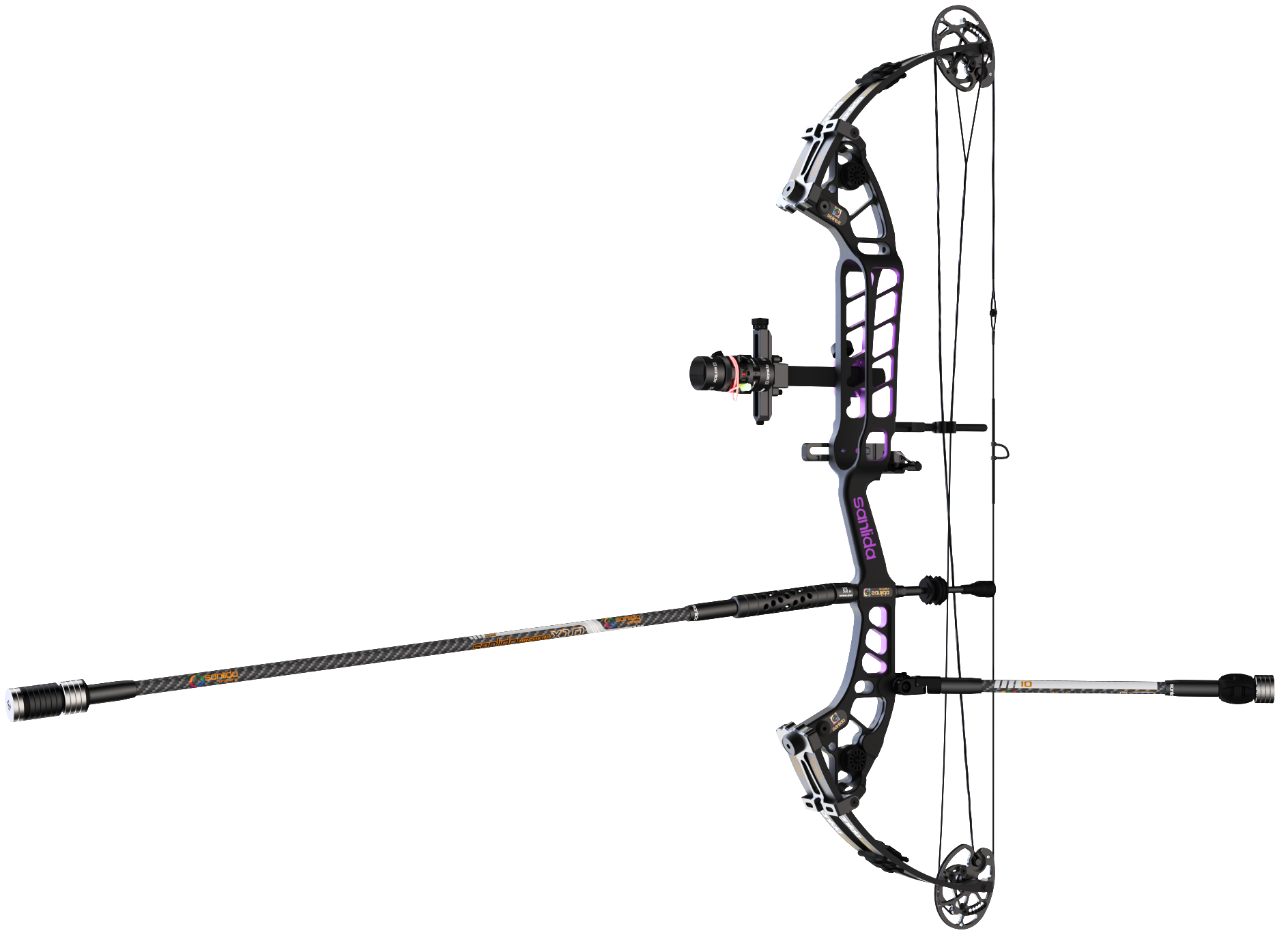 Спортивный блочный лук Sanlida Hero X10 III ver 3.0 37" KIT Черно-Пурпурный 50-60  фунтов 26-29